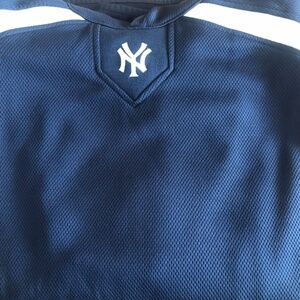 VINTAGE New York Yankees Hoodie Mens XL Blue Majestic Therma Base Pullover